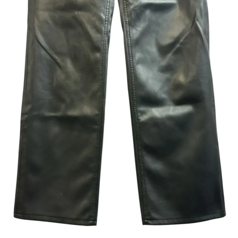 Zara Black Faux Leather High Waisted Pants Trousers USA 6 EUR 38 Pockets Goth